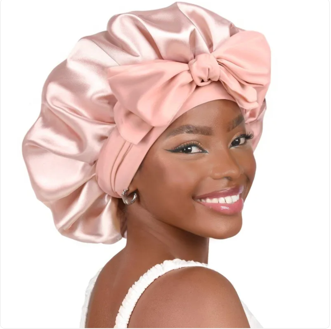 Double-Layer Bow Wide-Brimmed Hair Care Hat – Shower Cap & Hair Wrap for Women