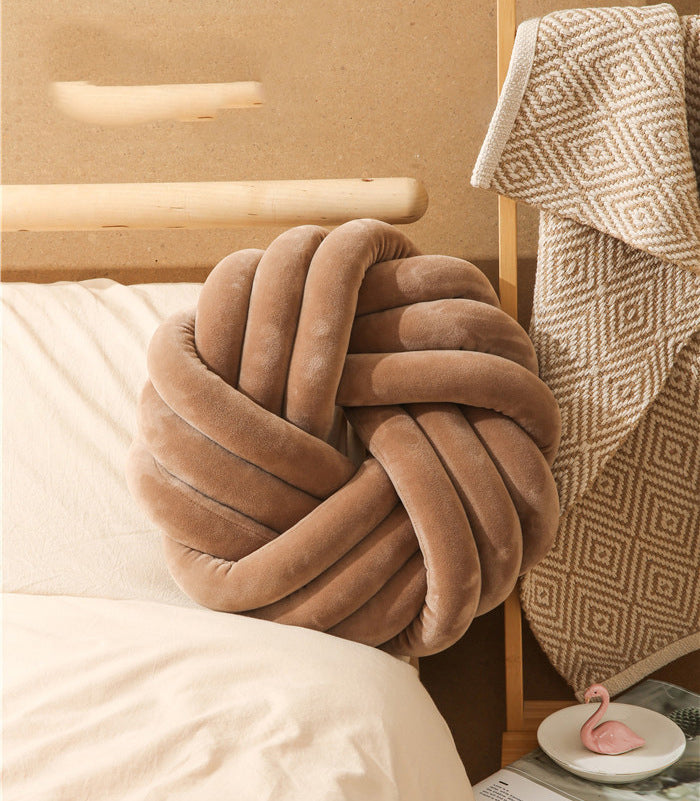 Coussin boule nouée nordique | Oreiller décoratif en peluche | 10 coloris | 35×35cm
