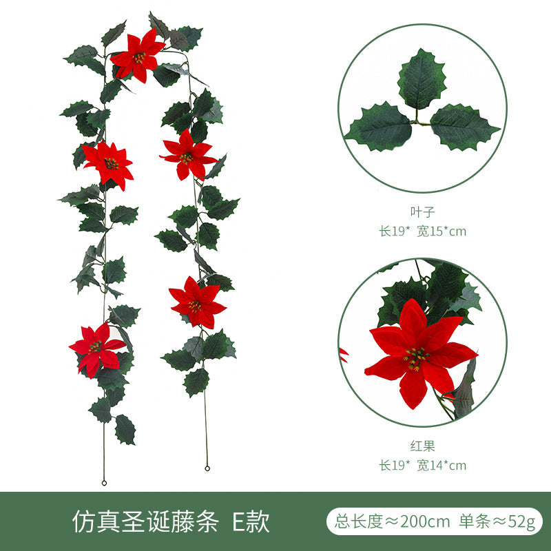Christmas Berry Vine Garland – Artificial Red Berry Wall Decor