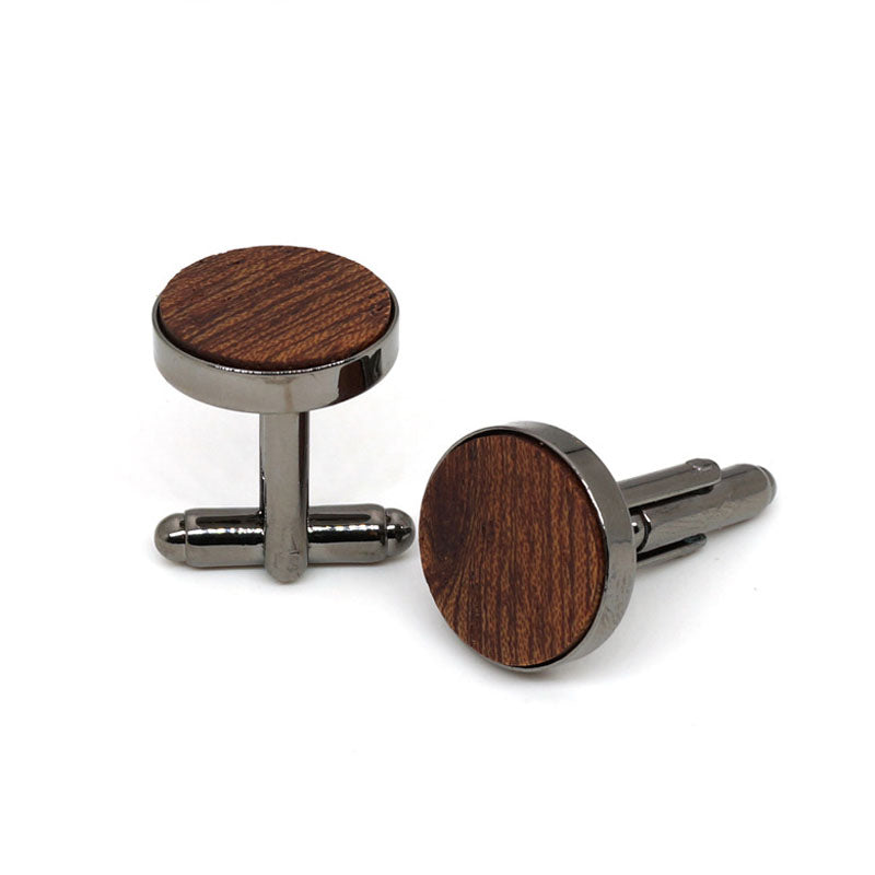 Wooden Cufflinks for Men – Geometric Natural Wood Shirt Cufflinks in Brown