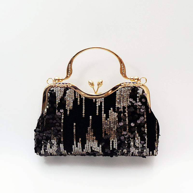 Women's Velvet Sequin Clutch Evening Bag – Luxury Beaded Handbag for Weddings & Occasions