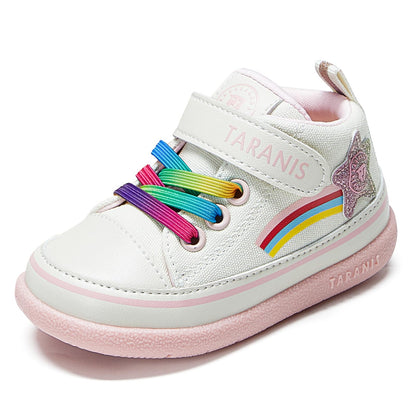 TARANIS Toddler Shoes Boys Girls Sneakers Kids Walking Shoes Canvas Strap Shoes Pink19