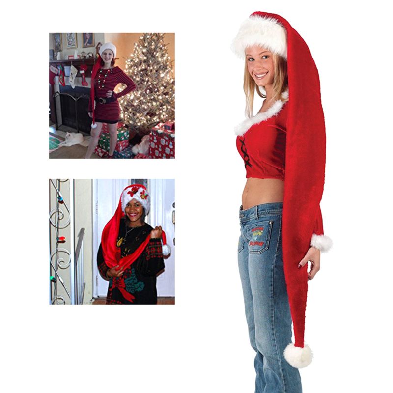 Extra Long Plush Santa Hat – Adult & Child Christmas Hat