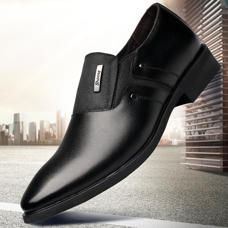 Men's Black Pointed-Toe Leather Shoes
