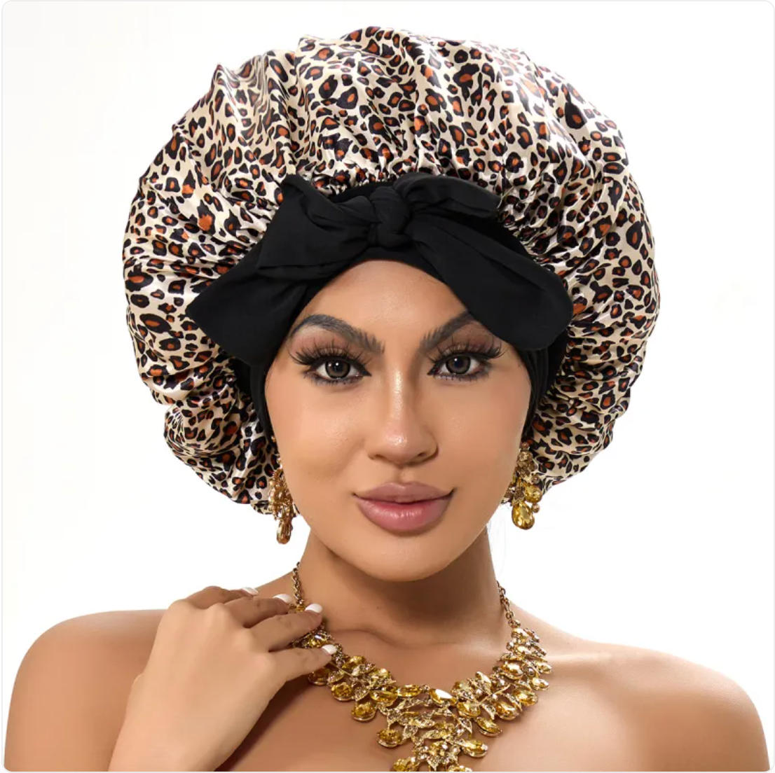Double-Layer Bow Wide-Brimmed Hair Care Hat – Shower Cap & Hair Wrap for Women