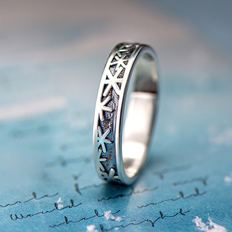 Adjustable Floral Silver Ring