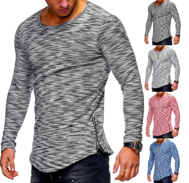 Zipper Striped Long Sleeve T-Shirt