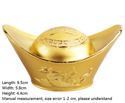 Alloy Dragon and Phoenix Gold Ingot Decor for Wealth