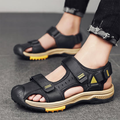 Men's Breathable Leather Sandals for Outdoor Activities