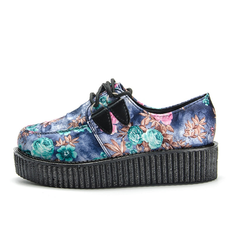 Women's Star Design Flat Platform Leather Shoes