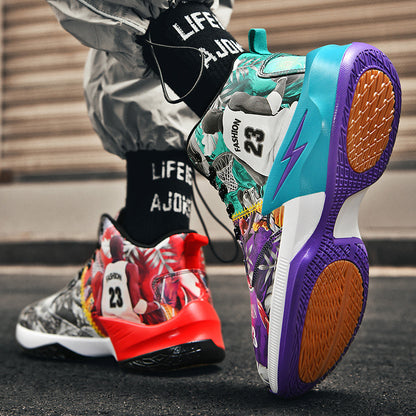 Men's Graffiti High-Top Basketball Shoes | Autumn Street Style Trainers