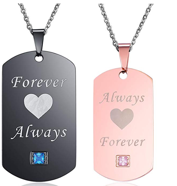 Titanium Steel Crown Couple Necklace