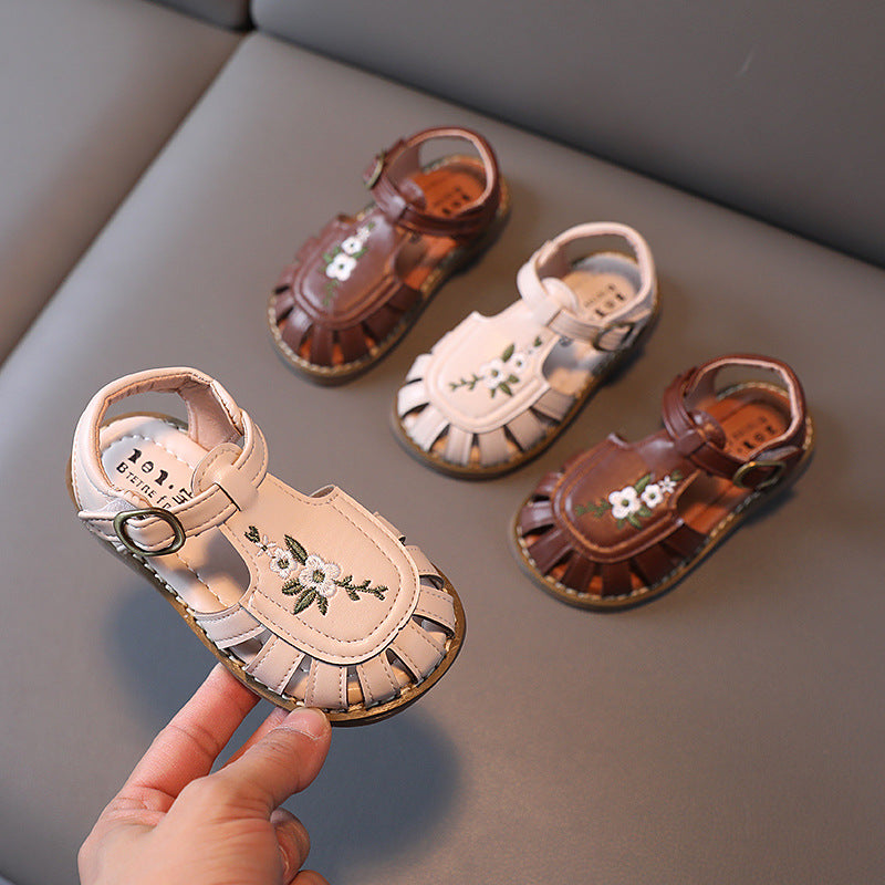 Girls Embroidered Summer Sandals – Soft Bottom Baby Shoes