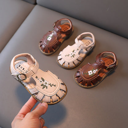 Girls Embroidered Summer Sandals – Soft Bottom Baby Shoes