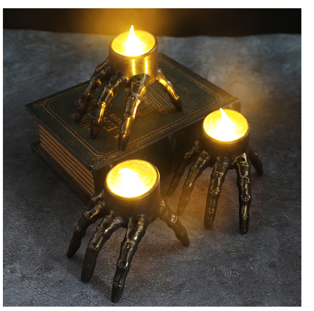 Halloween Skull LED Candle Lantern – Spooky Table Decor