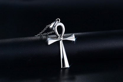 Gold and Steel Cross Pendant Necklace