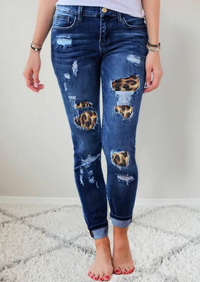 Women's Patchwork Stretch Skinny Jeans