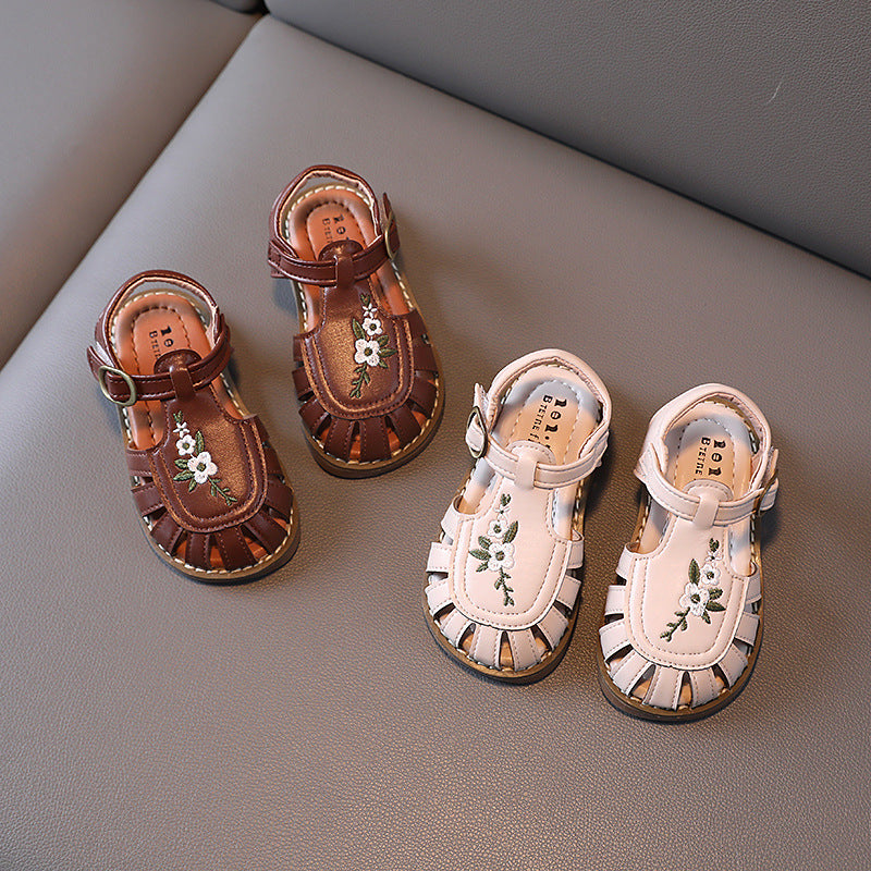 Mädchen bestickte Sommersandalen – Baby-Schuhe mit weicher Sohle