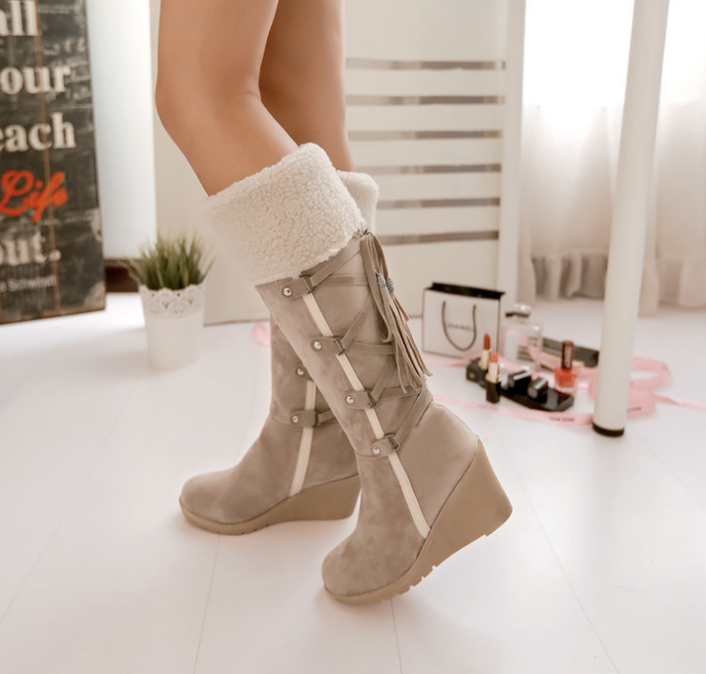 Women's Knee-High Lace-Up Snow Boots