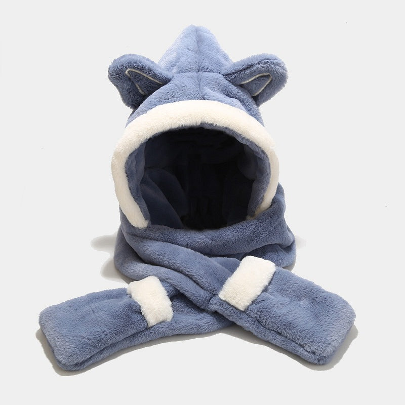 Faux Fur Cat Ear Hat with Scarf and Mittens