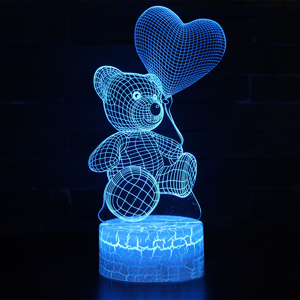 3D LED Herz-Bär Nachtlicht für Kinderzimmer-Dekoration