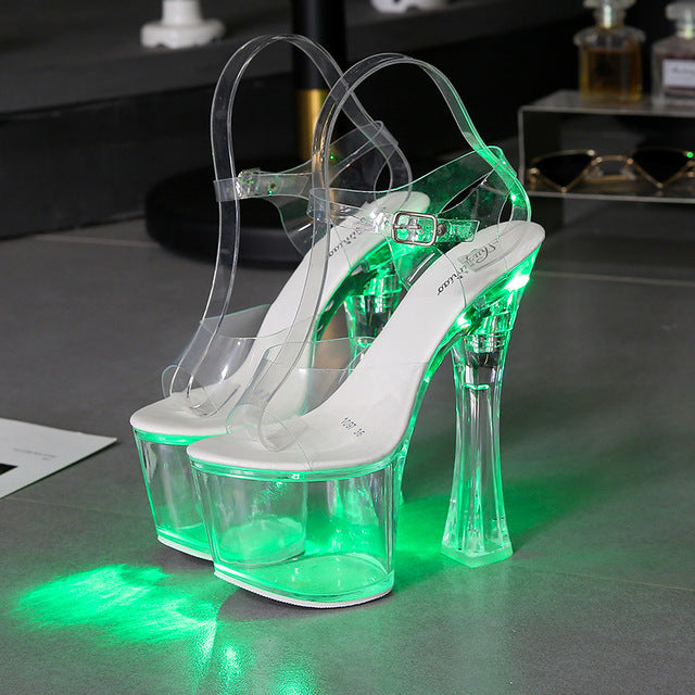 Transparent Crystal Platform Wedge Sandals for Women