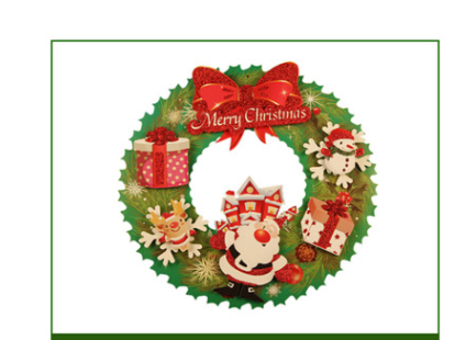 Christmas Wreath Decoration, Paper Cartoon Style