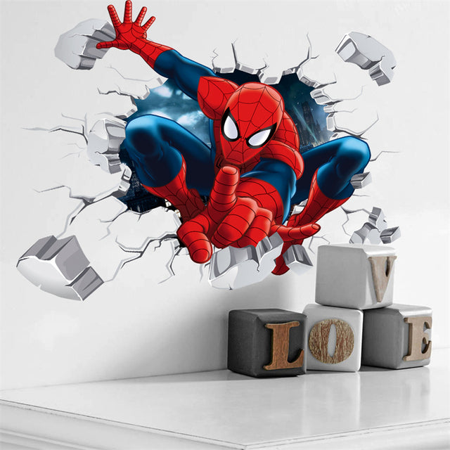 Sticker mural super-héros 3D pour la chambre d'enfant