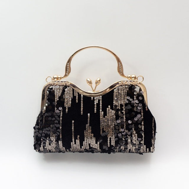 Women's Velvet Sequin Clutch Evening Bag – Luxury Beaded Handbag for Weddings & Occasions
