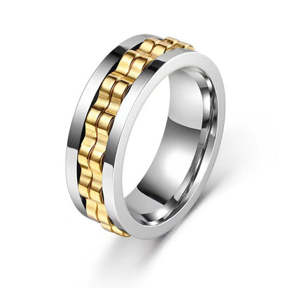 Stainless Steel Spinner Fidget Ring – Anti-Stress Spinning Band