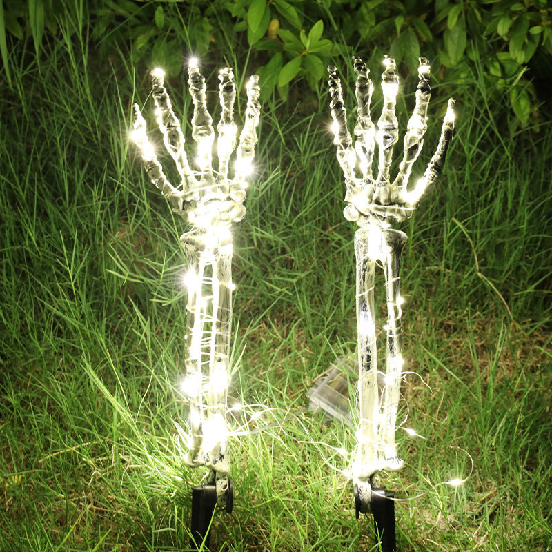 Halloween Skeleton Garden Decor – Glowing Skull & Hand Stakes