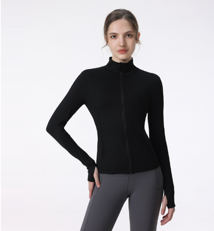 Women's Long Sleeve Zip Sports Jacket – Yoga & Running Activewear