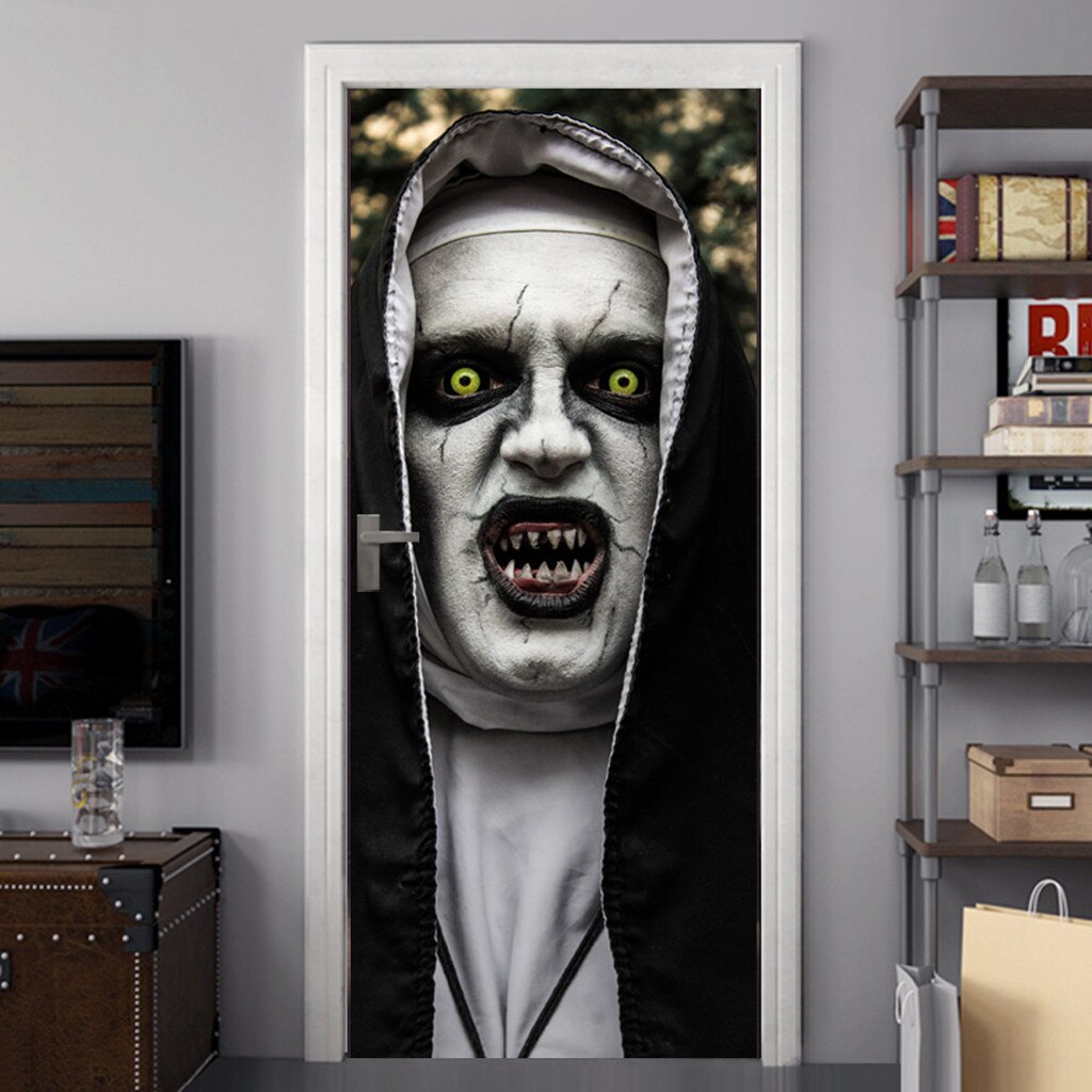 Halloween Nun Door Stickers