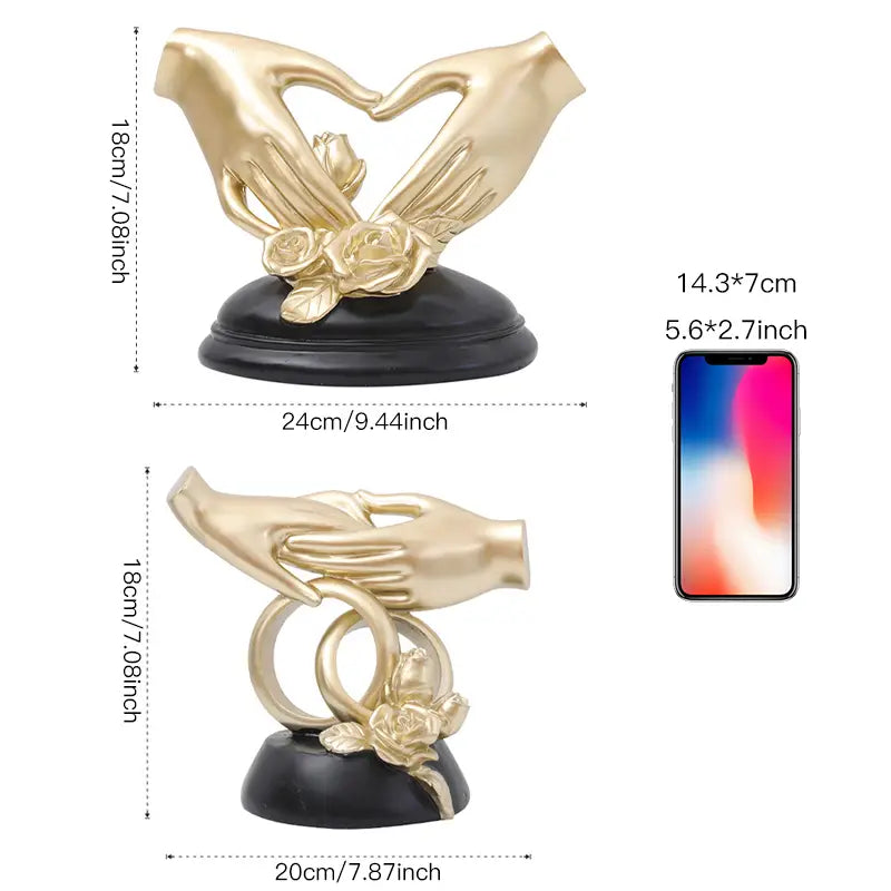 Holding Hands Resin Sculpture - Romantic Wedding & Home Decor