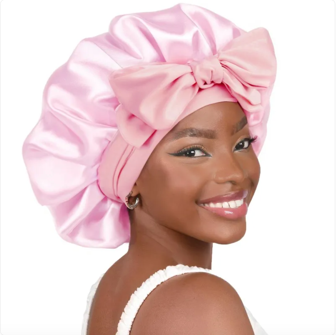 Double-Layer Bow Wide-Brimmed Hair Care Hat – Shower Cap & Hair Wrap for Women